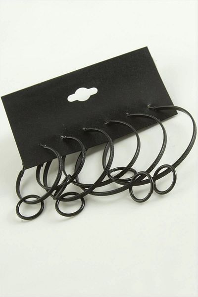 LiderGlobal Dotted Nested Metal Hoop Earrings 6 Pieces