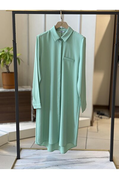 esila store Esilastore Hidden Button Detailed Tunic Green