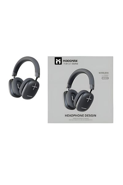 MOOGMAX سماعة رأس لاسلكية MX-929 مزودة بميكروفون مدمج ومدة تشغيل تصل إلى 50 ساعة وصوت نقي للغاية أسود