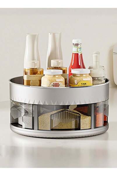 N2Y منظم توابل دوار ذو طبقتين مع دوران 360 درجة - رمادي