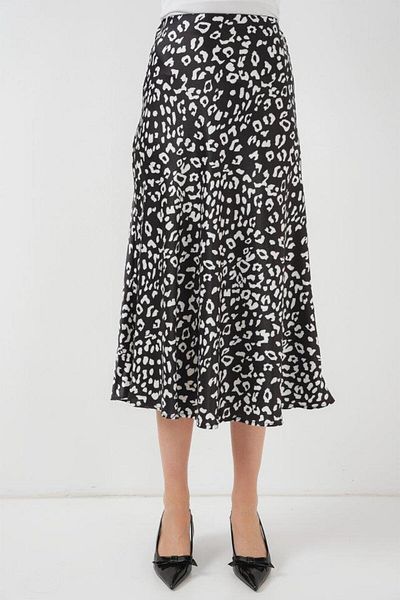 modamtn Black and White Patterned Satin Skirt 15806