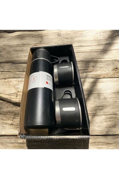 ÇERÇİ MELEK Stainless Steel Thermos and 3-Piece Mug Set