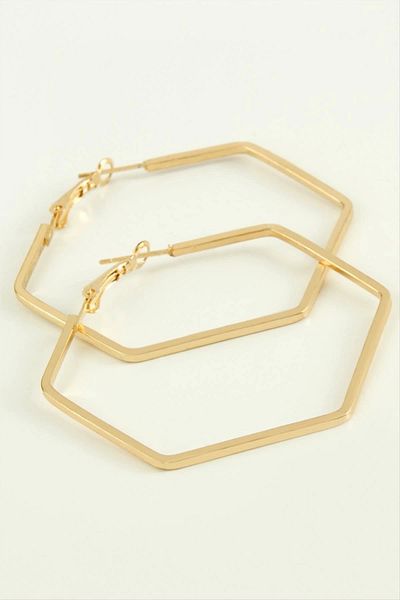 AC BOX Pentagon Hoop Earrings 6 cm