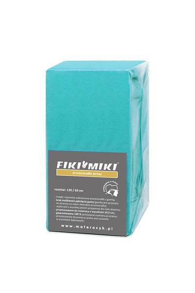 Fiki Miki Fiki Miki sheet with elastic, turquoise cotton jersey 120/60 cm