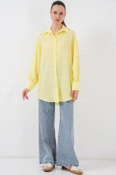 modamtn Striped Long Shirt Tunic 5963 - Yellow