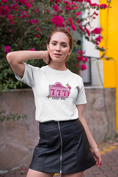 Butik 777 Hey Lucky Girl Printed/ Γυναικείο πολύχρωμο T-Shirt 100% βαμβάκι