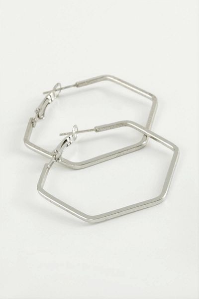LiderGlobal Pentagon Hoop Earrings 4 cm