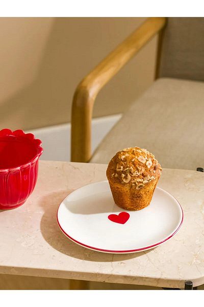 LC Waikiki Πιάτο κέικ από πορσελάνη LCW HOME Heart Printed 18 cm (W5)