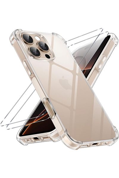 Rivor حافظة Apple iPhone 16 Pro مع حماية للكاميرا ومضادة للصدمات وممتصة للصدمات وغطاء سيليكون شفاف ومرن