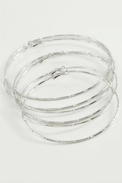 Eco Lounge Dotted Metal Hoop Earrings 6 Pieces