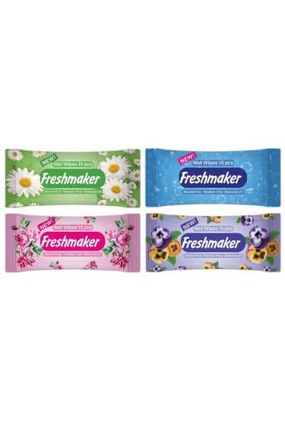 Freshmaker مناديل مبللة فريش ميكر برائحة الزهور، ١٥ منديلًا | عبوة واحدة