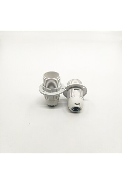 Retro Vitrini Dekoratif Plastik E-14 Tam Dişli Halkalı Geçmeli Duy Beyaz (2 A...