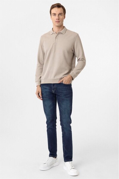 SÜVARİ Regular Kalıp Armür Desenli Uzun Kol Polo Yaka Kazak