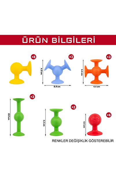 DUYUGEM Renkli Vakumlu 25 Parça Slikonlu Vantuzlu Yapışkanlı Molekül’ Duyusal Algısal Motor Dikkat Gelişim