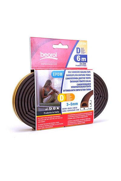 beorol Bandă de etanșare pentru uși și ferestre, maro, profil D 2x3 m,