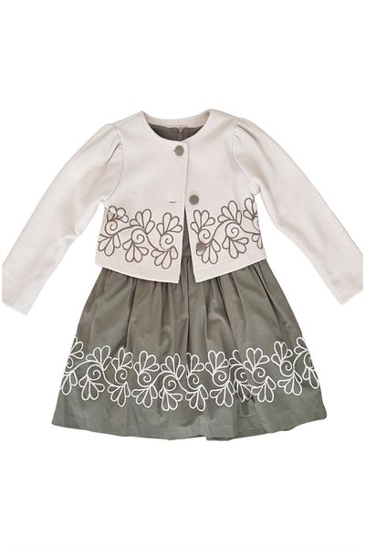 Veni Baby Girl's Dress Cardigan Set