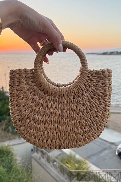 Melissa Boutique Women's Brown Straw Knitted Handbag