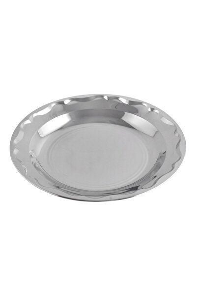 OEM Set 12 Farfurii GRUNBERG, inox lucios, adânci, argintii, 24.50x24.50cm