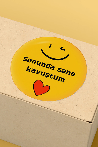 alışveriş kurdu I Met You Written Sticker Packaging Shipping Packaging Label - 4X4Cm 70 Pieces