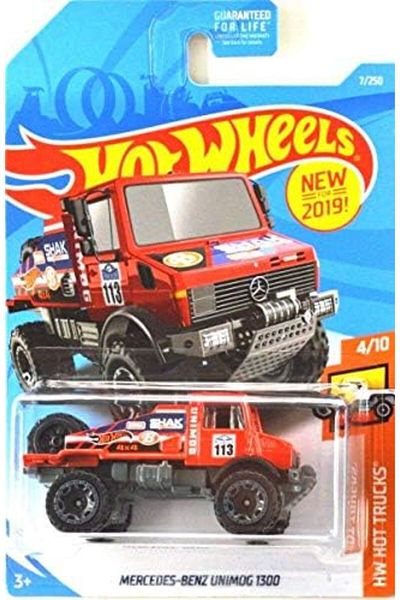 mattel Masinuta Hot Wheels, Mercedes-Benz Unimog 1300L, Colectia 2019, Rosu, 1:64