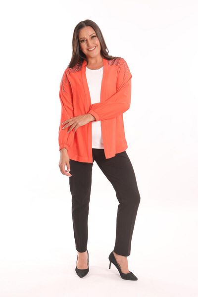 Metpoint Trend42plus Μεγάλο Μέγεθος Robe Stone Printed Oversize Πορτοκαλί μπουφάν
