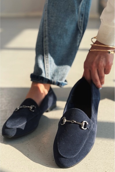 I Love Shoes Palvora Γνήσιο Γυναικείο Loafer με λεπτομέρεια από σουέτ με αγκράφα, μπλε ναυτικό