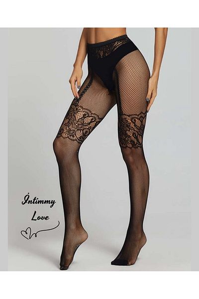 İntive Lingerie Chiloți de damă cu jartieră din plasă și model cu aspect de dantelă