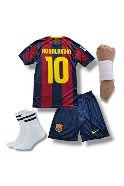 Flextreme Barcelona- 10 Ronaldinho -Gaucho 2006 Νέας σεζόν Παιδική φανέλα 4 τεμαχίων