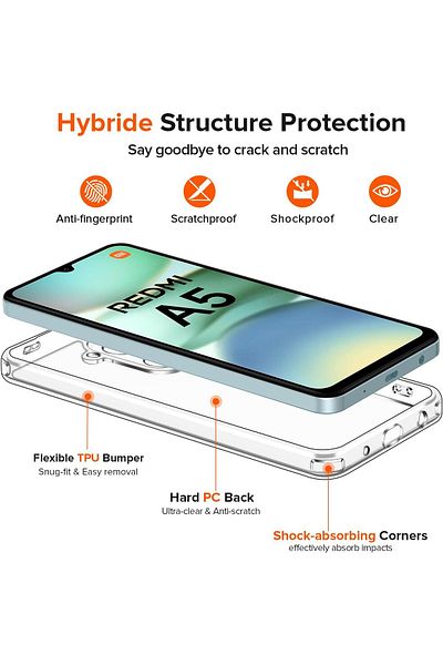 Rivor حافظة متوافقة مع هاتف Xiaomi Redmi A5، غطاء سيليكون مرن فائق الشفافية مع حماية ثلاثية الأبعاد للكاميرا