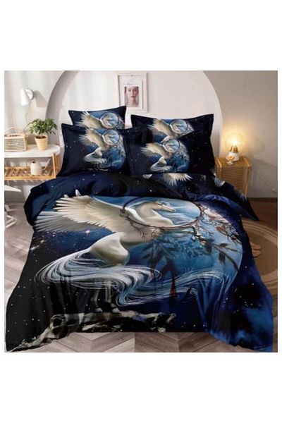 OEM 3D Finet Bedding Set for 2 People, Superior Quality, 6 Pieces, MS STAR, Dark Blue
