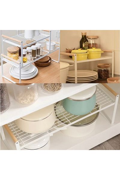 PUFO Multifunctional metal shelf for storage and organization in the kitchen or bathroom, 51 cm, white