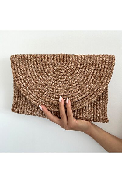 yako Καλοκαιρινή τσάντα clutch Palm Moon Straw Hand Portfolio