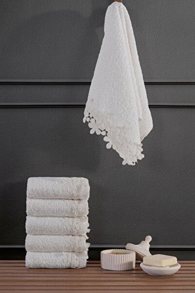 Blanco 6 Adet 30x50 Cm Güpürlü Dantelli Mutfak Havlusu | Havlu Seti | El Yüz Havlusu | Beyaz