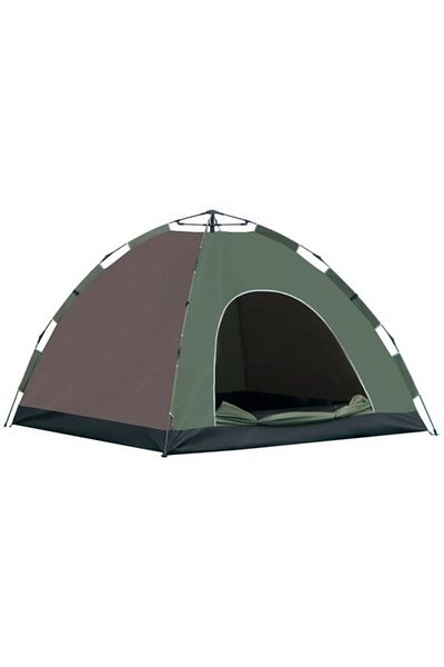 ART Cort de camping, 4 persoane, impermeabil, cu geantă, deschidere automată, verde și maro, 210x210x135 cm