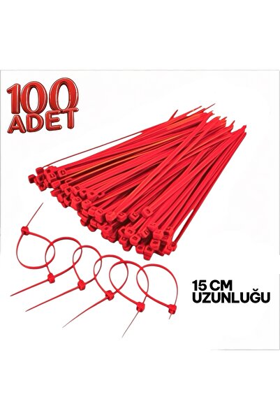 By mag Atom Plastik Kırmızı Cırt Kelepçe Kablo Bağı