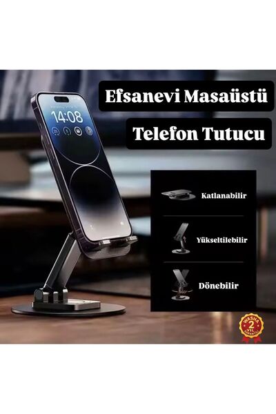 WASHA Masaüstü Telefon & Tablet Tutacağı Yükseklik Ayarlı 360° Derece Dönebil...