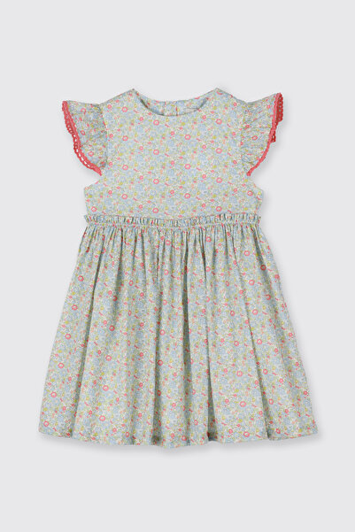 Panço Liberty Kumaş Çiçek Desenli Kız Çocuk Elbise