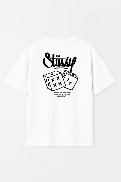 THE RULE Унисекс тениска Stüssy Zar Hoping Printed Oversize, 100% памучен дизайн, текстурирана, с кръгло деколте RF0537