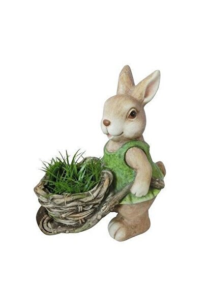 Strend Pro Decorațiune de grădină, ceramică, iepure cu roabă, 40x19,5x34 cm