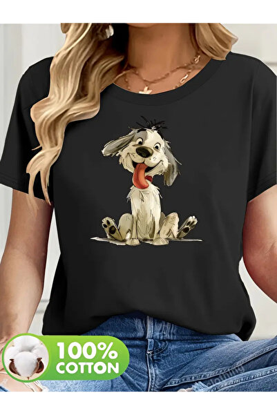 İSMTEXS تي شيرت من القطن الممشط مطبوع عليه كلب لطيف بأكمام قصيرة للجنسين من Z...
