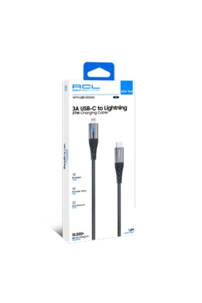 ACL ACK-104 3A, 27 Watt 1.2mt LED Işıklı Şarj Kablosu