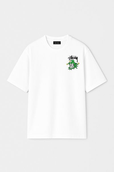 THE RULE Унисекс тениска Stüssy Joker Printed Oversize, 100% памучен материал с широк разкроен текстуриран деколте RF0538