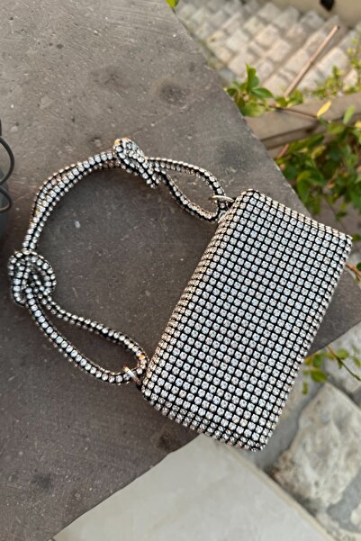 Melissa Boutique Women's Imported Stone Plated Silver Long Strap Hand Shoulder Bag