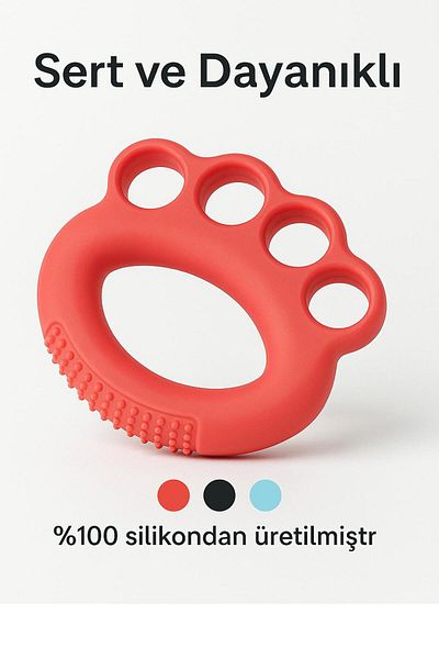 AURA LİNE Silicone Hand Wrist Finger Strengthening, Red Post Surgery Hand Stress Exercise Luxury Silicone