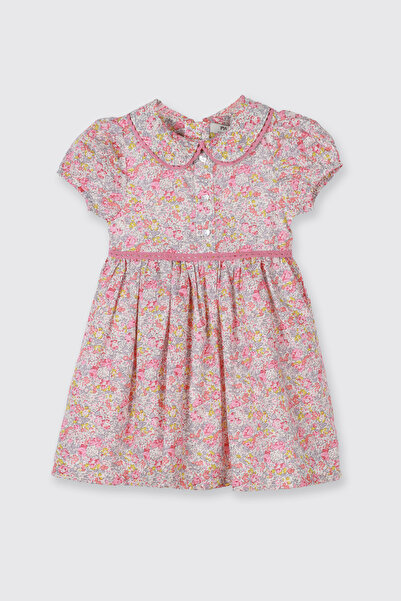 Panço Liberty Kumaş Çiçek Desenli Kız Çocuk Elbise
