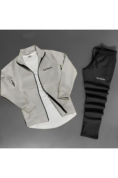 NOFLEN Men's Printed Zipper Pocket Scuba Tracksuit Set