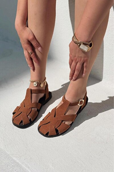 I Love Shoes Valen Süet Taba Düz Kadın Sandalet