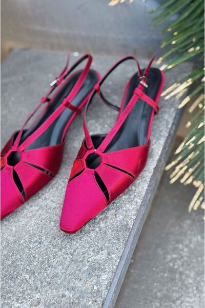 I Love Shoes Ozeras Satin Burgundy Short Heeled Stiletto