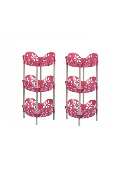 OEM Set 2 rafturi din plastic pentru depozitare Sultan, 3 rafturi, roz