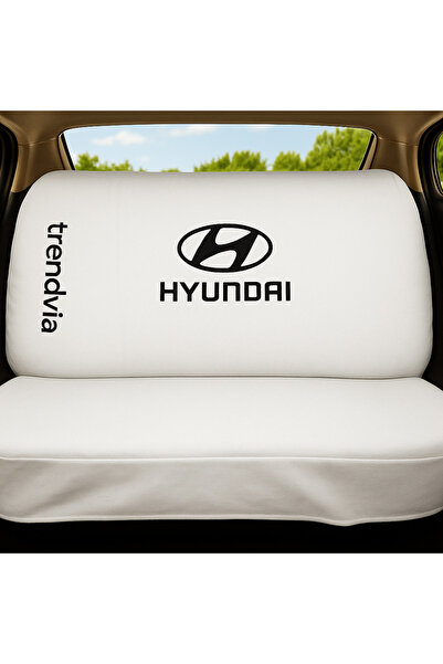 trivexa Hyundai Compatible White Black Front Rear Combed Cotton Auto Seat Cover Set